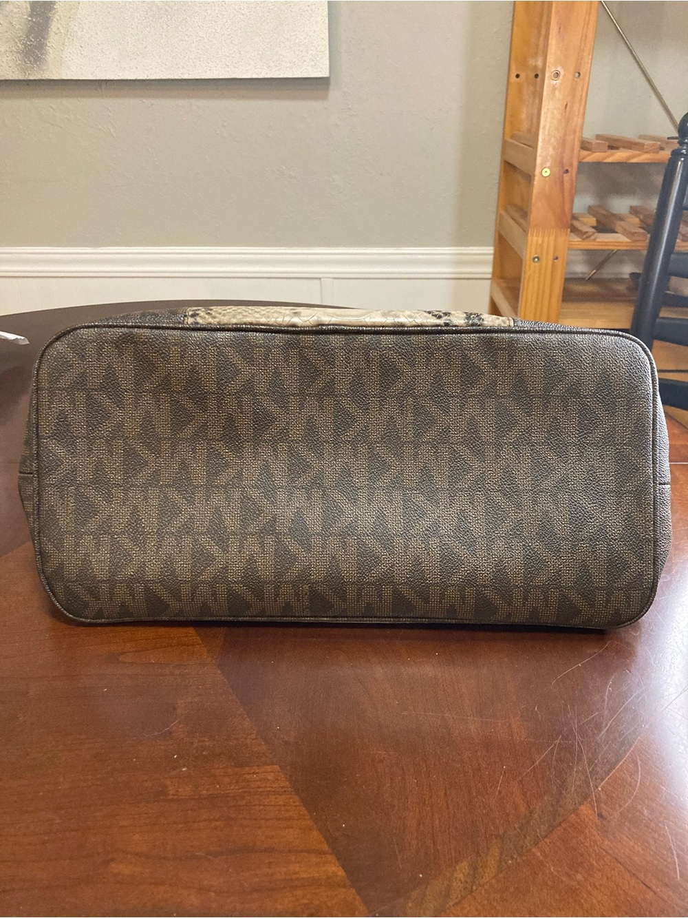 Michael Kors Jet Set Travel Tote | Signature MK Python Print | Chala Owl Charm - Picture 8 of 15